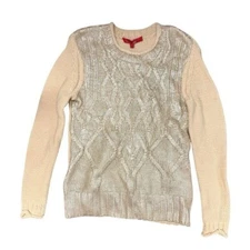 NWT Narciso Rodriguez Metallic Cable Knit Sweater Beige Gold Sz S Cotton