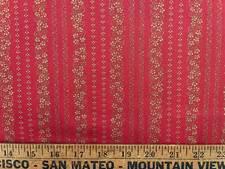 Cotton Fabric Christmas Floral Gold Metallic by 1/2 Yard