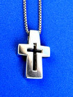 Retired James Avery Heavy Cross Pendant w/ Open Cross Center, Avery Silver Chain