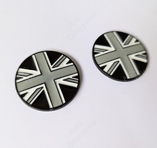2 Union Jack Side Wing Fender Badges Black & Grey for Mini Cooper Countryman S E