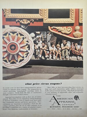 The American Appraisal Co Milwaukee WI Circus Wagon Parade Vintage Print Ad 1965