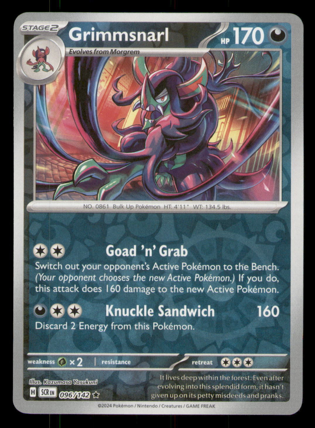 Grimmsnarl SV07: Stellar Crown #096/142 Rare Reverse Holo Pokemon LP