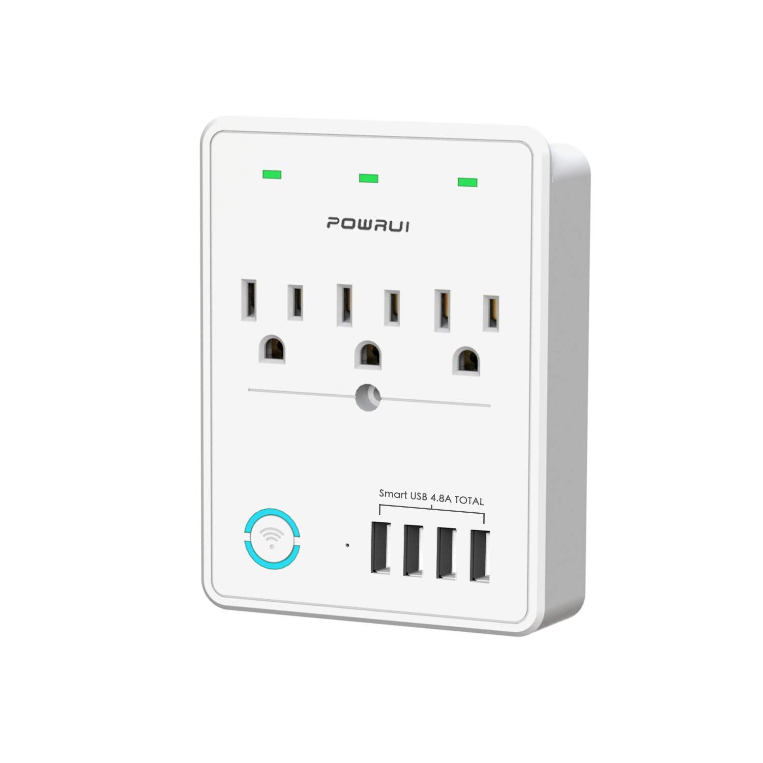 Smart Plug（2.4G Only）, USB Wall Charger, POWRUI WIFI Surge Protector White-image