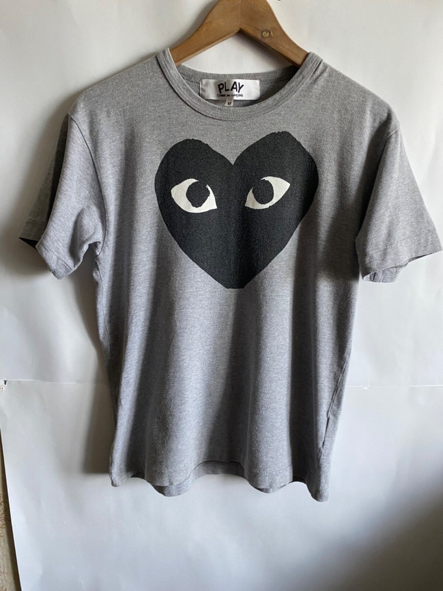 COMME des GARÇONS PLAY グレー Tシャツ M Comme des Garcons PLAY Gray Big Logo T-Shirt Size M Made in Japan