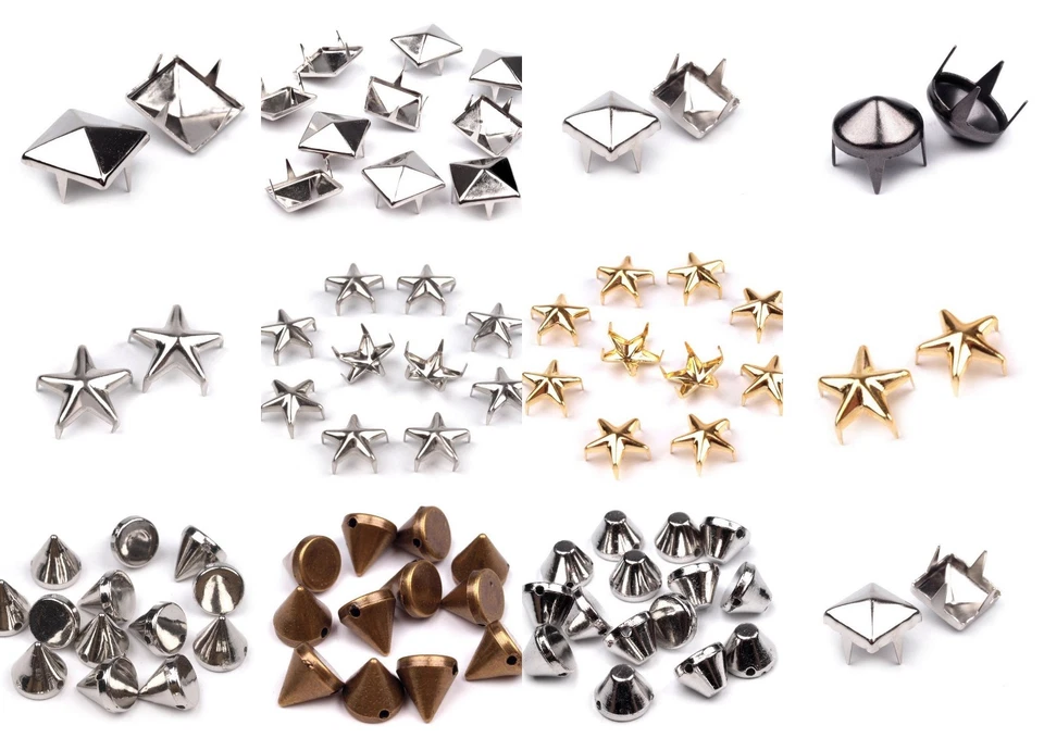 KATJASDEKO Pyramidennieten Silber, Gold, Schwarz, Antracit Pyramiden Nieten, Ziernieten