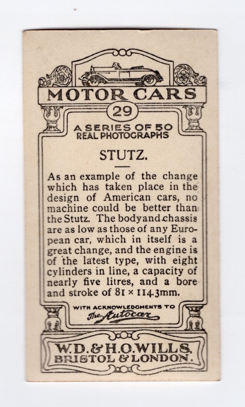Wills New Zealand Motor Cars 1923 29 Stutz eBay