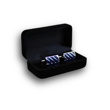 Silver And Blue Stripe Men's Luxury Cuff Links With Box