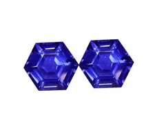 Natural Blue Tanzanite Loose Gemstones Hexagon Shape Pair 8-10 Ct Certified Gem