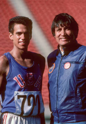 Actor Robby Benson USA stands with Billy Mills USA production - 1982 Old Photo