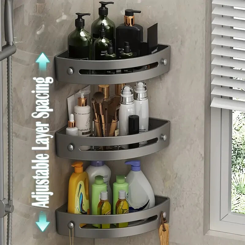 1/3pcs Heavy Duty Corner Shower Caddy With Suction Cups , Bathroom