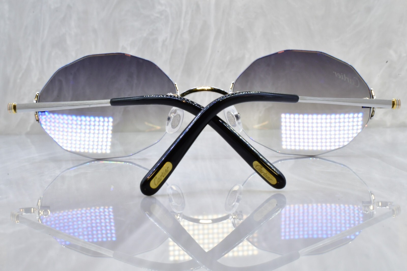 Cartier vintage y2k rimless 18k 750 solid trinity  gold sunglasses Trinity decor image 9