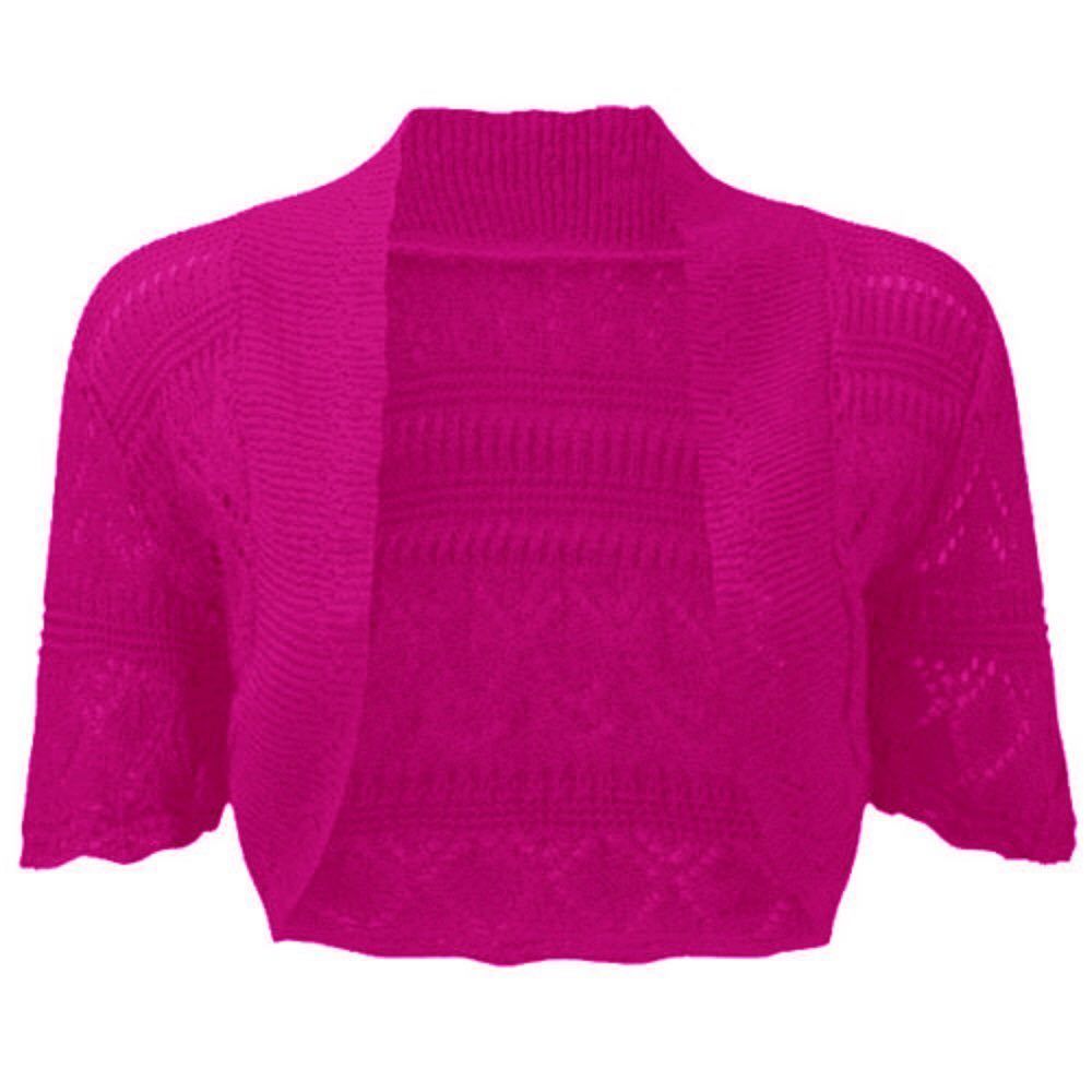 Girls Crochet Bolero Shrug Cardigan - Knitted Short Sleeve, Ages 2-13 Years, Machine Washable