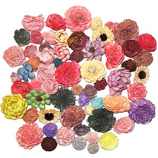 Wood Flowers Bouquet Multi Color Types Handmade with Stems DIY Easy Assemble 13 