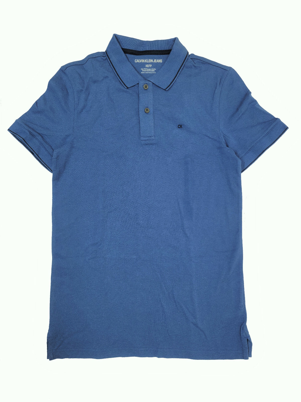 Мужская однотонная рубашка поло Calvin Klein Slim Fit из эластичной сетки Deep River HTR XS 8190₽