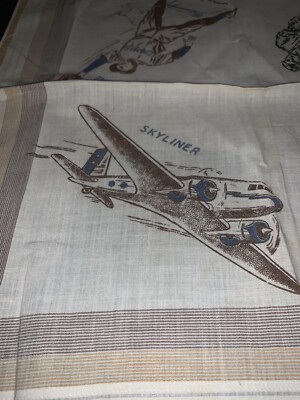 Vintage Handkerchief With Rare Iron On Images Flying Eagle, Skyliner, Baseball Vintage Handkerchief With Rare Iron On Images Flying Eagle  main image 4