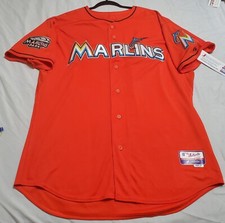 MAJESTIC AUTHENTIC SIZE 52 2XL, MIAMI MARLINS ORANGE Cool Base Jersey SHARP!