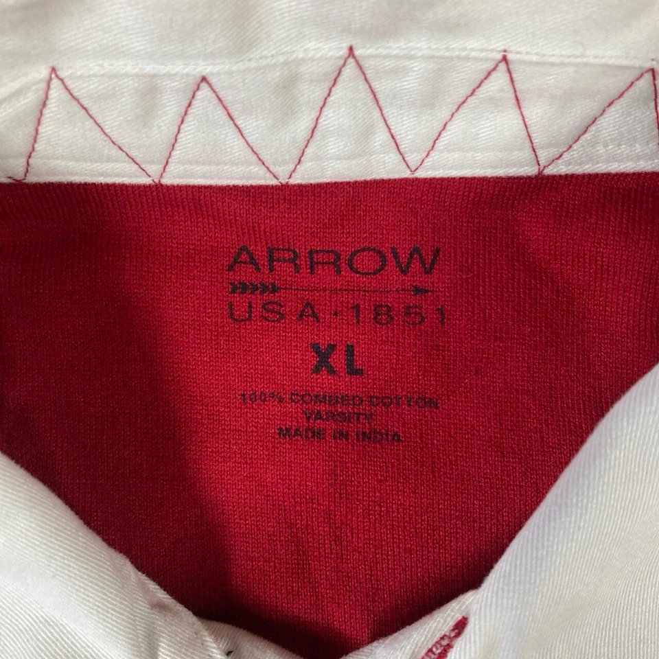 Camisa Flecha Vintage Para Hombre XL Roja y Negra Rugby Rayas Cuello Retro Deportiva Foto 3 de 4