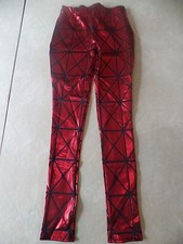 NEW girls BALERA RED LEGGINGS PANTS metallic SPIDERMAN COSTUME childs large CL
