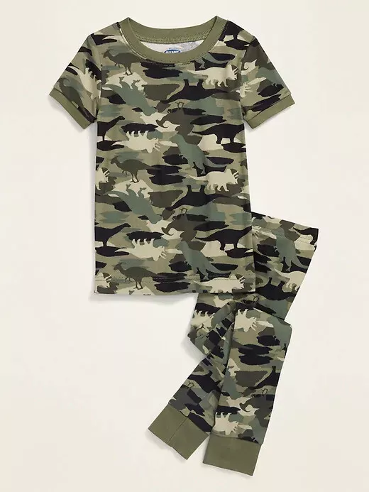 NWT Old Navy Green Camo Dinosaurs Sleep Set Pajamas Pajama Set