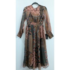 ZARA Patchwork Print Style Midi Dress Women's Size M