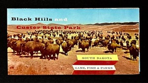 1950s South Dakota Black Hills Custer State Park Pierre Vintage Travel Guide Map