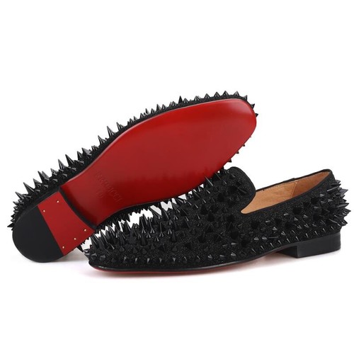Men FERUCCI Black Spikes Slippers 