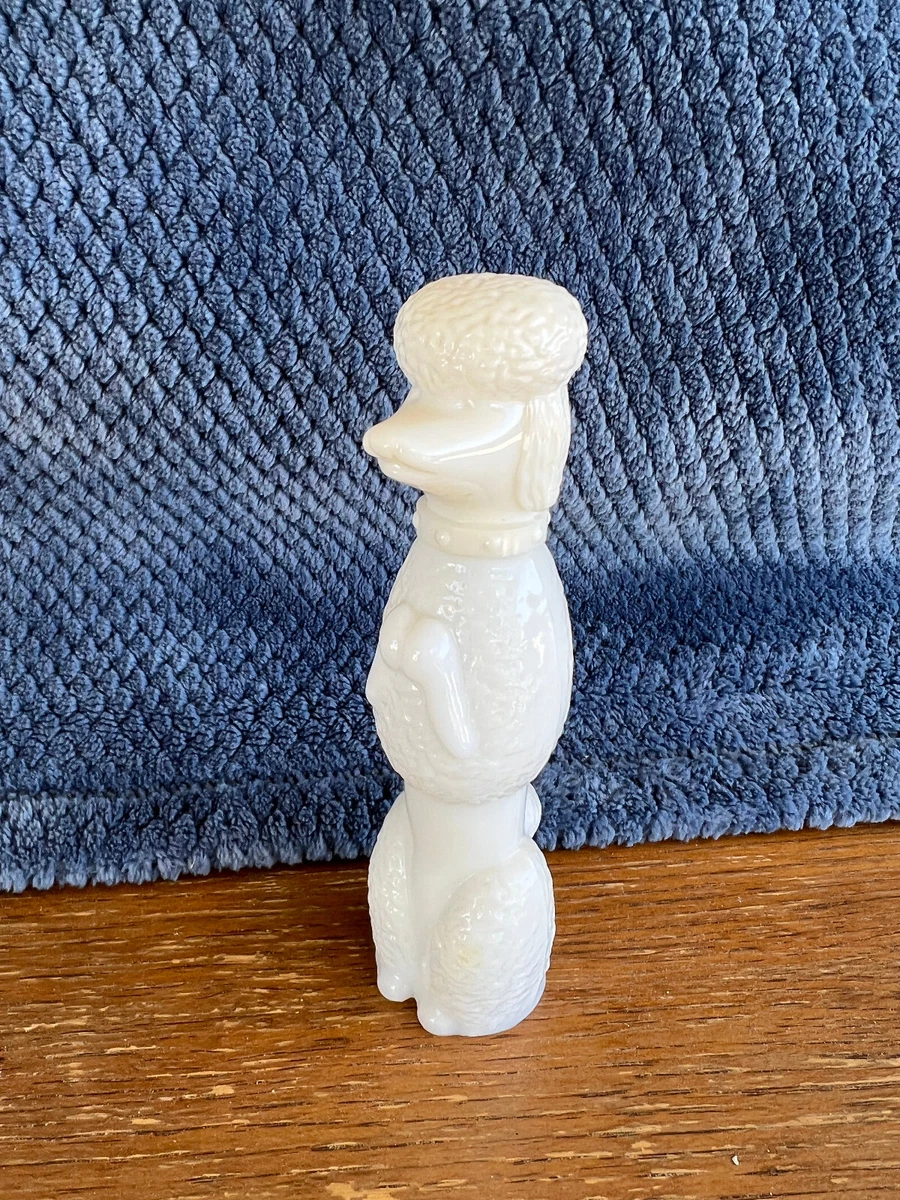 Vintage Avon Milk Glass Poodle Dog Perfume Bottle 1970 s 1oz Occur