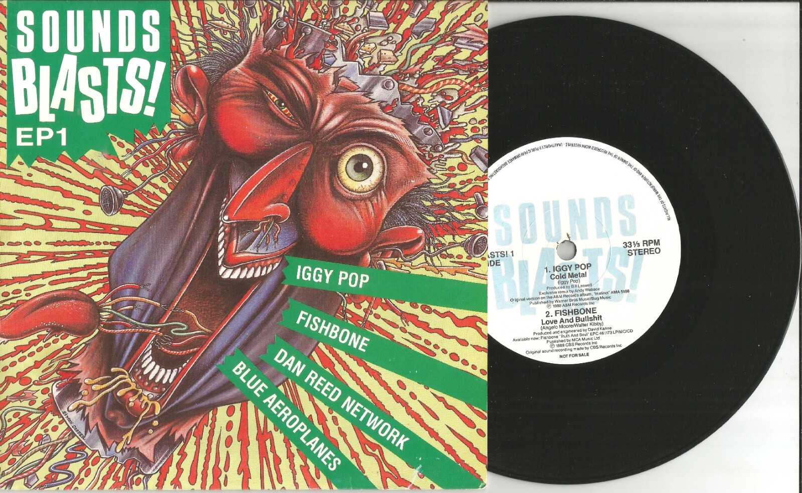 REMIX & UNRELEASED Stooges IGGY POP Fishbone BLUE AEROPLANES PROMO 7 INCH VINYL