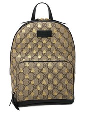 Gucci GG Supreme Monogram Bees Backpack Beige Tan Yellow