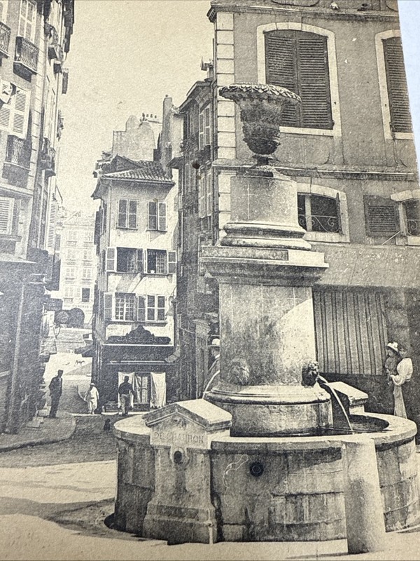 Old Postcard Bayonne Cathedral Street Water Fountain Ouvrard Biarritz France VTG