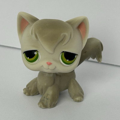 LPS Littlest Pet Shop Angora Cat #20, Vintage G2 2007 | Gray with Green Eyes