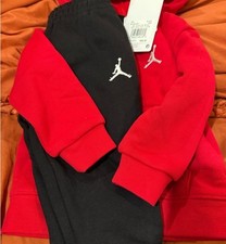Jordan Toddler Red Zip Up Hoodie Sweatshirt  Black Sweatpants Set 12 Months