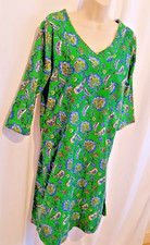 Lily Ella Dress Green Paisley V Neck Tunic Knee Length Womens UK 10