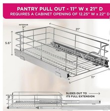 New HOLDN' STORAGE Pull Out Cabinet Organizer Heavy Duty Slide Drawer 11" x 21