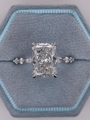 4.75 Ct Radiant Cut Lab Grown Wedding Diamond Ring 14K Solid White Gold Size 6