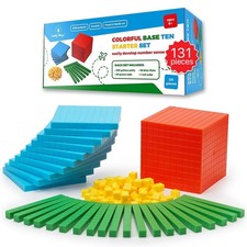 131 PCS Base Ten Blocks for Math - Place Value Blocks, Base 10 Math Manipulat...