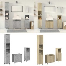 3-tlg. Badmöbel-Set Holzwerkstoff Eitelkeit Hochschrank Schrank Badezimmermöbel