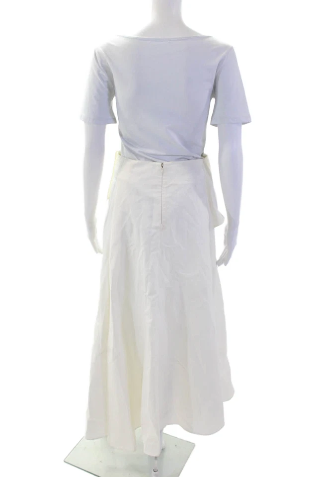 Maxi Falda Derek Lam Mujer Blanca Cremallera Algodón Seda Talla M Foto 3 de 4