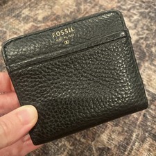 Fossil Bifold Slim Black Leather Snap ID Wallet Issue 1954