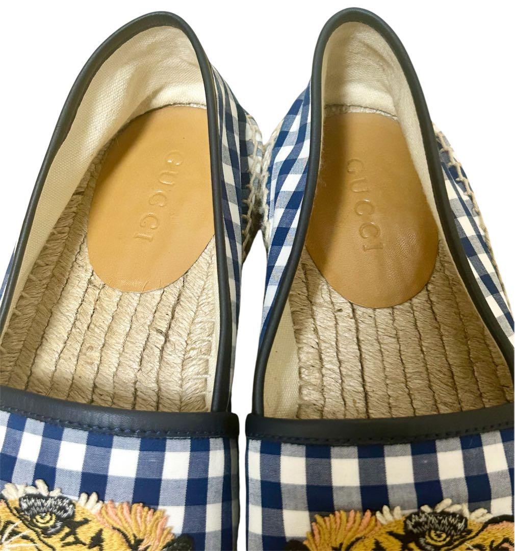 Rare GUCCI Espadrilles Tiger Patch Checkered Flat… - image 6