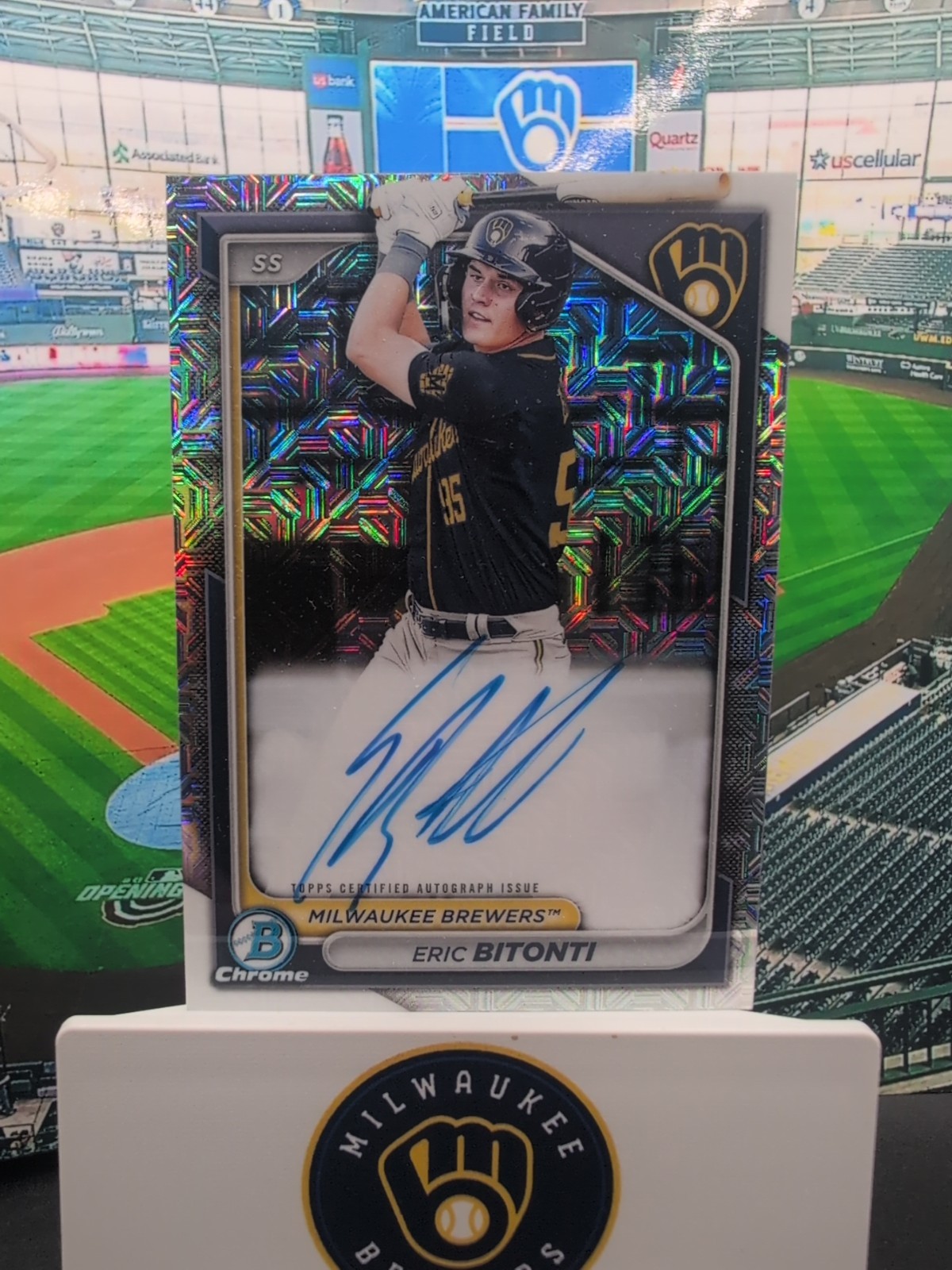 2024 Bowman Mega Box Eric Bitonti Chrome Prospect Auto Mojo Refractor BMA-EBI