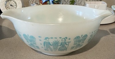 食器 Vintage Pyrex Butterprint Cinderella 4pc PYREX Amish Butterprint 4 Pc Cinderella Bowl Set White/turquoise