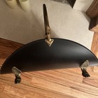Vintage Black Metal Log Firewood Carrier Brass Handle Claw Feet Fireplace — photo 3