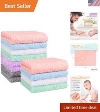 Machine Washable Baby Washcloths - 12 Soft Coral Fleece Towels for Everyday Use