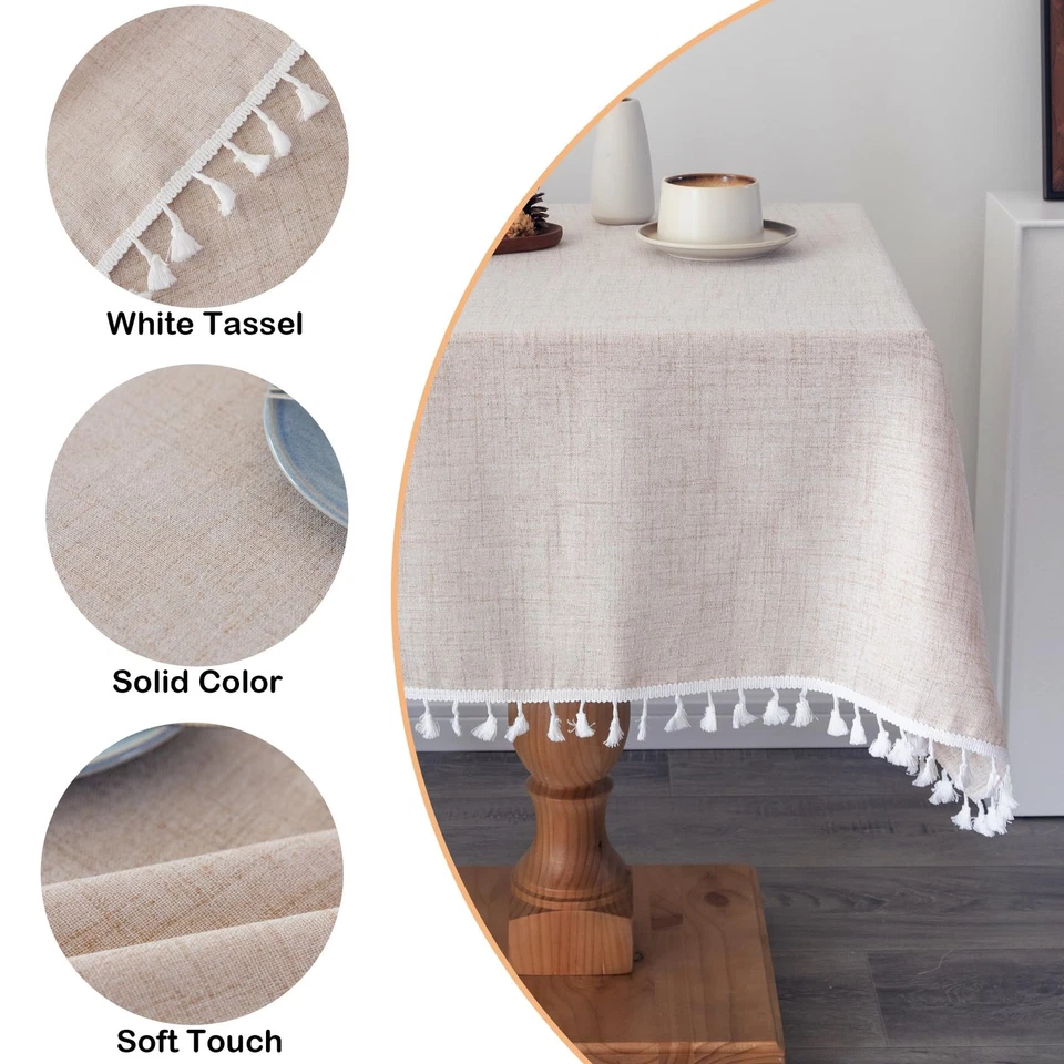 Linen Square Tablecloth 52 x 52 Inch Beige Washable Wrinkle Resistant Table C... - Image 4 of 4