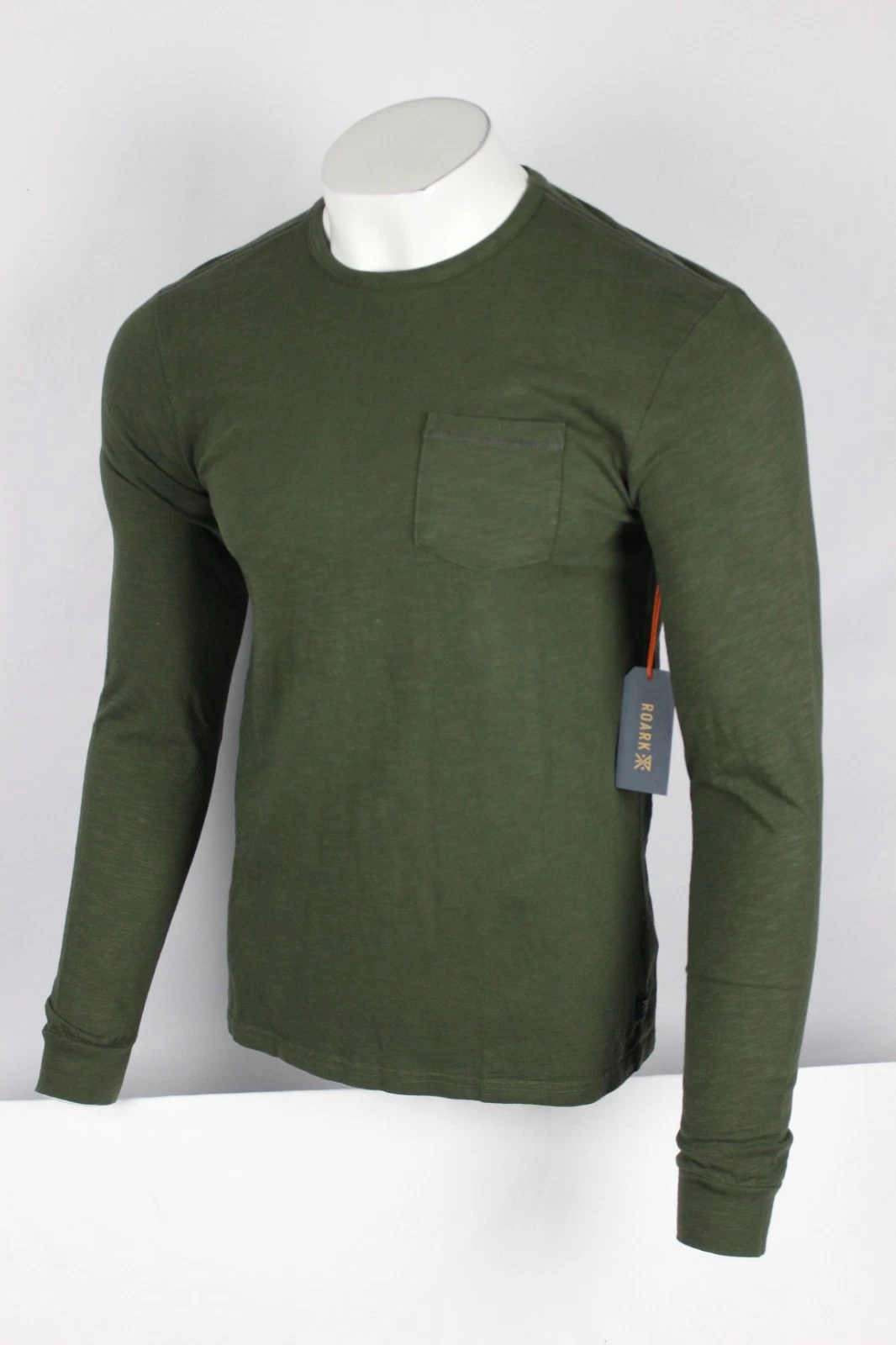 Roark Men's Well Worn Midweight Pocket Tee Long Sleeve Shirt S Small Green