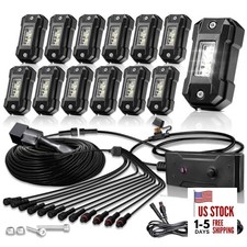 R4 White Rock Lights Kit with Switch Wire Pure White LED Rock Lights 12PCS