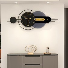 100cm Large Metal Wall Clock Modern Marble Effect Luxury Home Wall Art Decor
