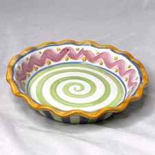 MacKenzie-Childs Piccadilly Pie Dish Hand-Painted Ceramic, B