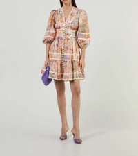Zimmermann Cira Lantern Mini Dress in Multi Floral Size 3 / AU 14